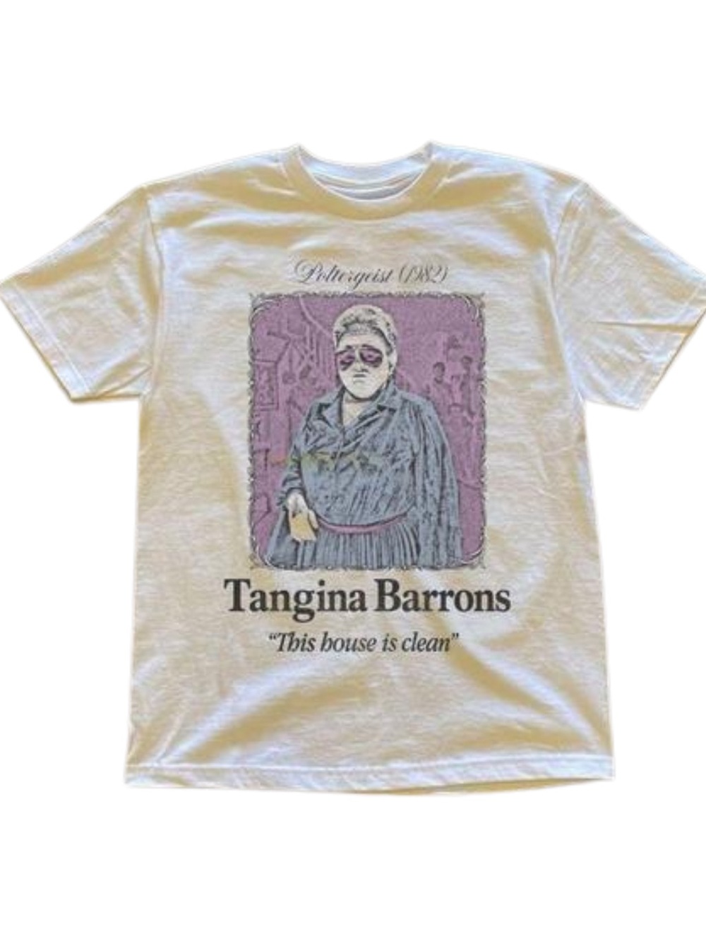 Gildan Tangina Barrons Graphic Tee - White with Purple Artwork